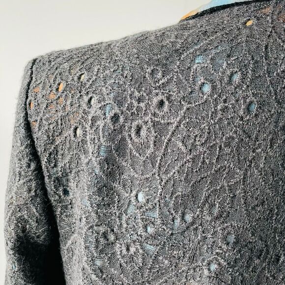 Randall Darwall Blazer Lace Silk Watercolor Black Notched Collar Statement Large - Picture 9 of 13